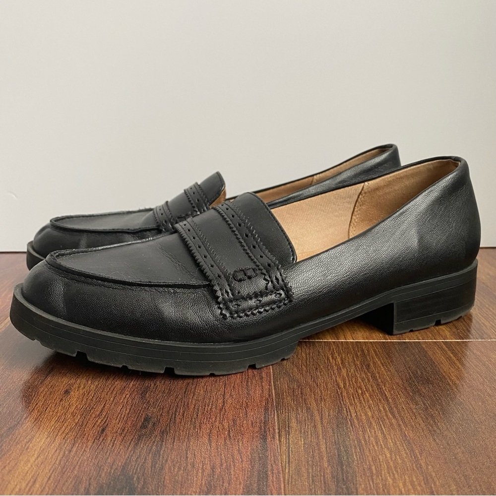 Life Stride London Black Chunky Heel Slip On Loafer Black Womens 9
